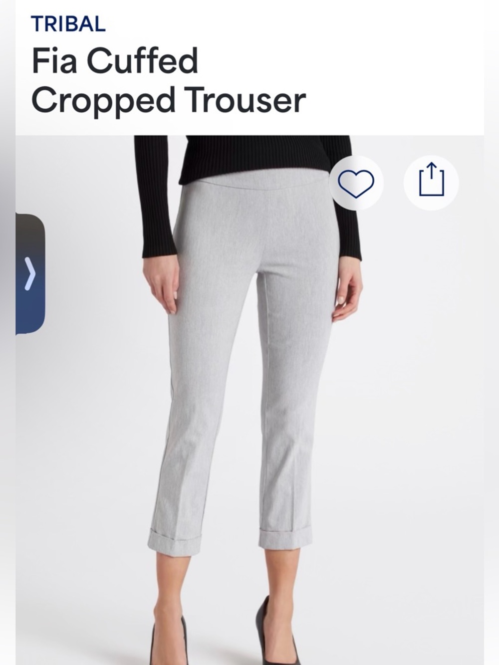 Tribal Fia Cuffed Cropped Trouser in Light Gray